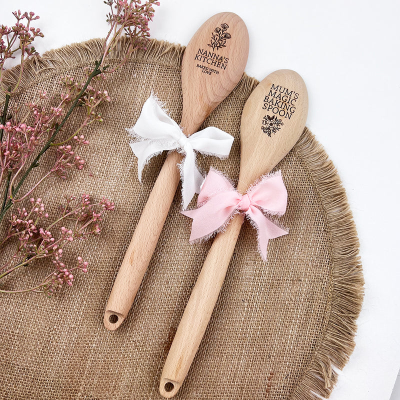 Personalised Wooden Spoons With Ribbon (2 designs)