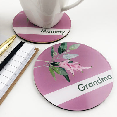 Double Sided Floral Personalised Drink Coaster