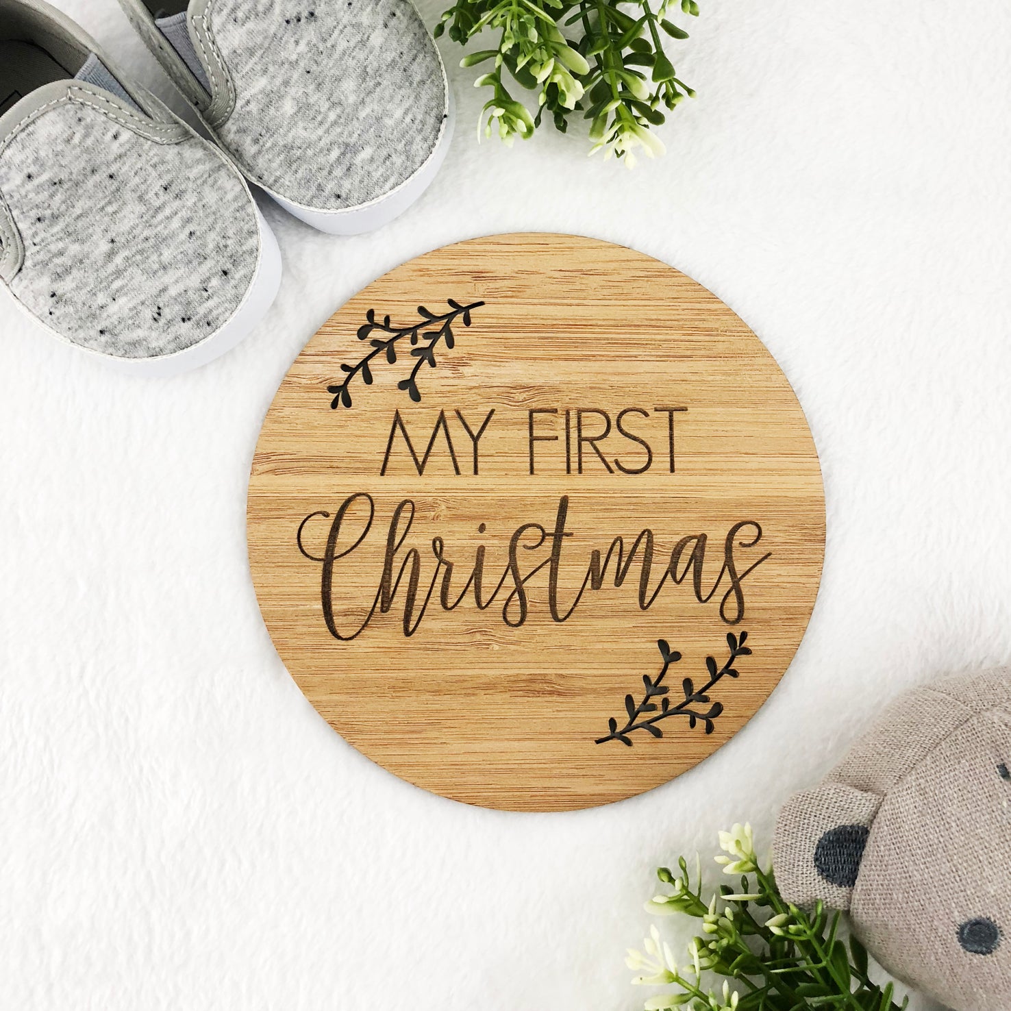 My First Christmas Bamboo Plaque