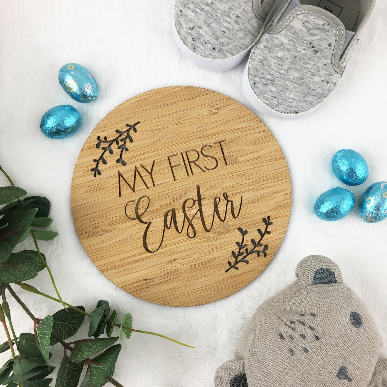 My First Easter Bamboo Plaque