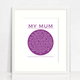 My Mum Personalised Print