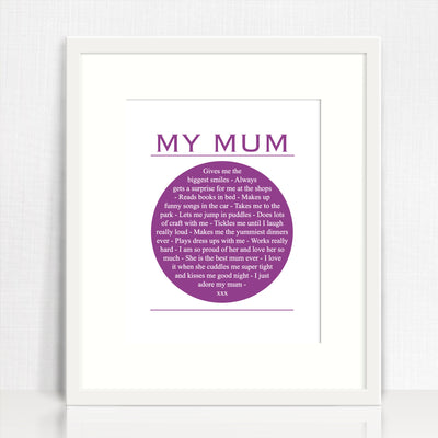 My Mum Personalised Print