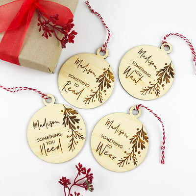 Bamboo Read Need Wear Want - Set of 4 Personalised Gift Tags