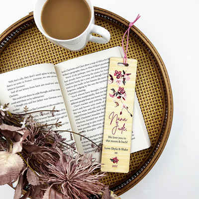 Orchid Printed Bamboo Bookmark