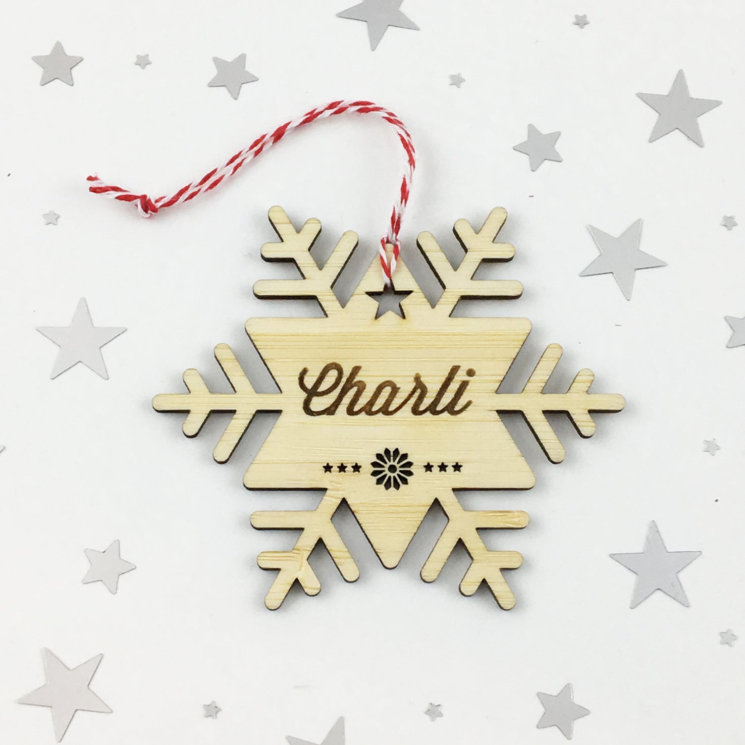 Christmas Shape Bamboo Name Ornaments
