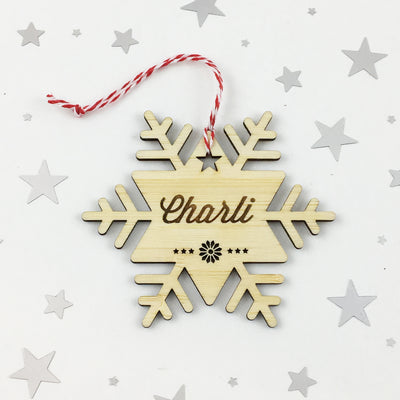 Christmas Shape Bamboo Name Ornaments
