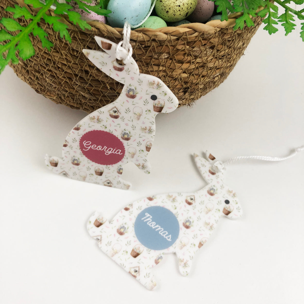 Patterned Easter Bunny Name Tags
