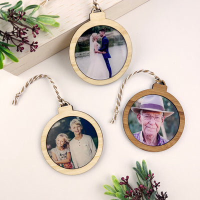 Keepsake Double Sided Bamboo Photo Ornaments