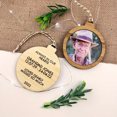 Keepsake Double Sided Bamboo Photo Ornaments