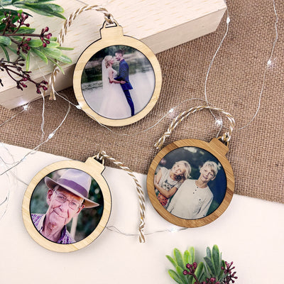 Keepsake Double Sided Bamboo Photo Ornaments