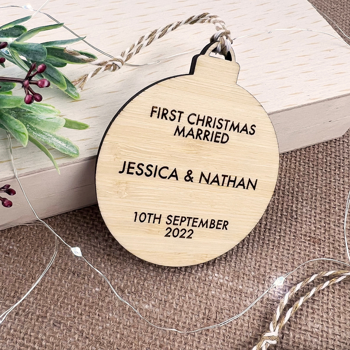 Keepsake Double Sided Bamboo Photo Ornaments