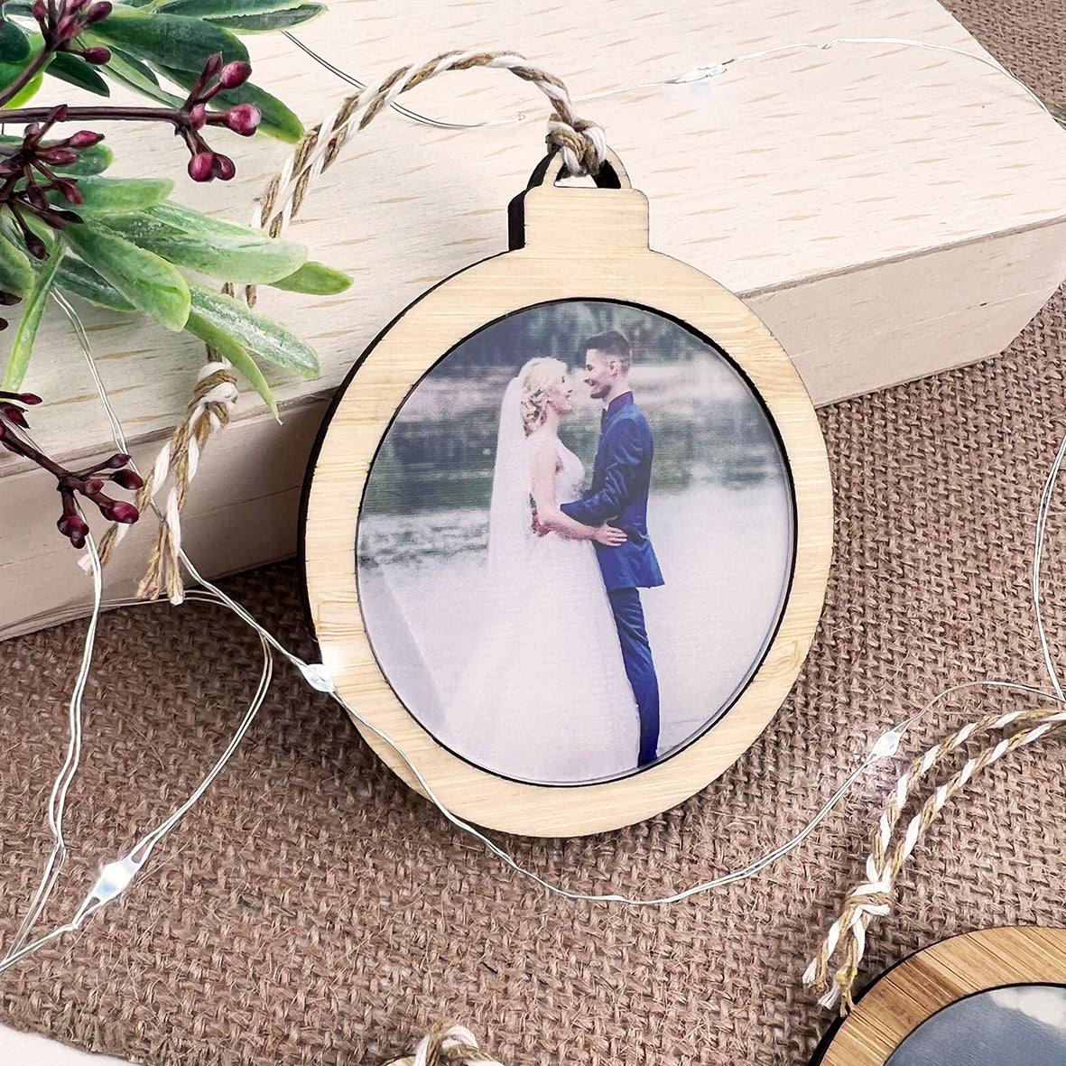 Keepsake Double Sided Bamboo Photo Ornaments