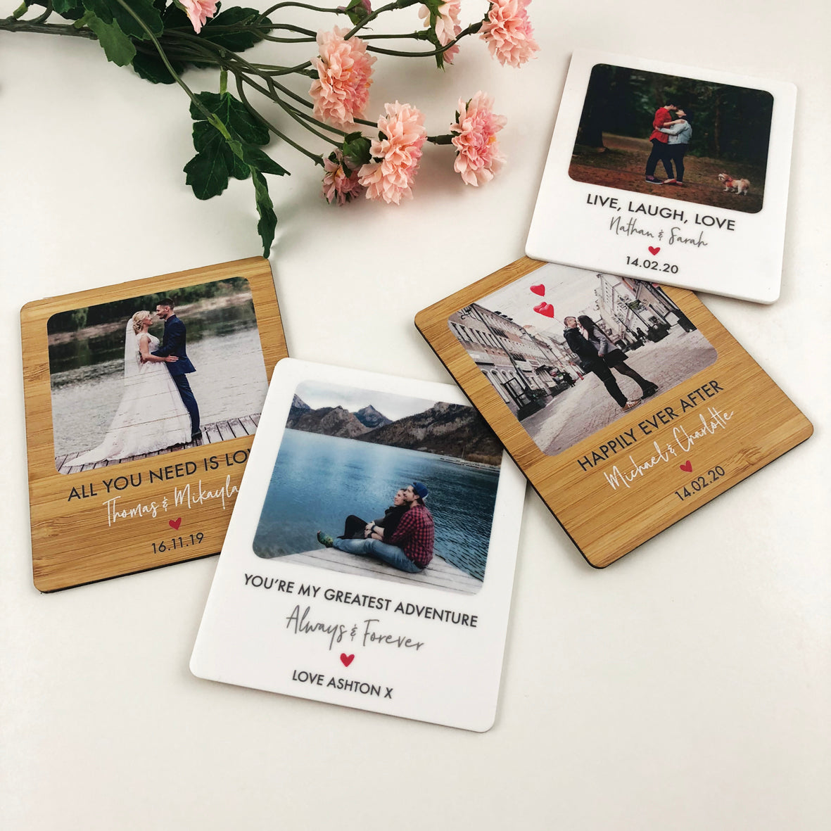 Personalised Lovers Photo Magnet (Bamboo)