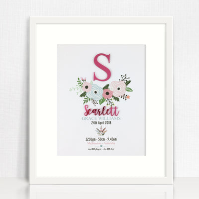 Mirror (Pink) Flowers Birth Print