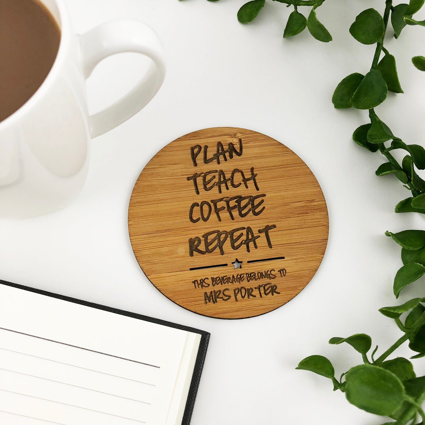 Personalised Plan Teach Repeat Coaster