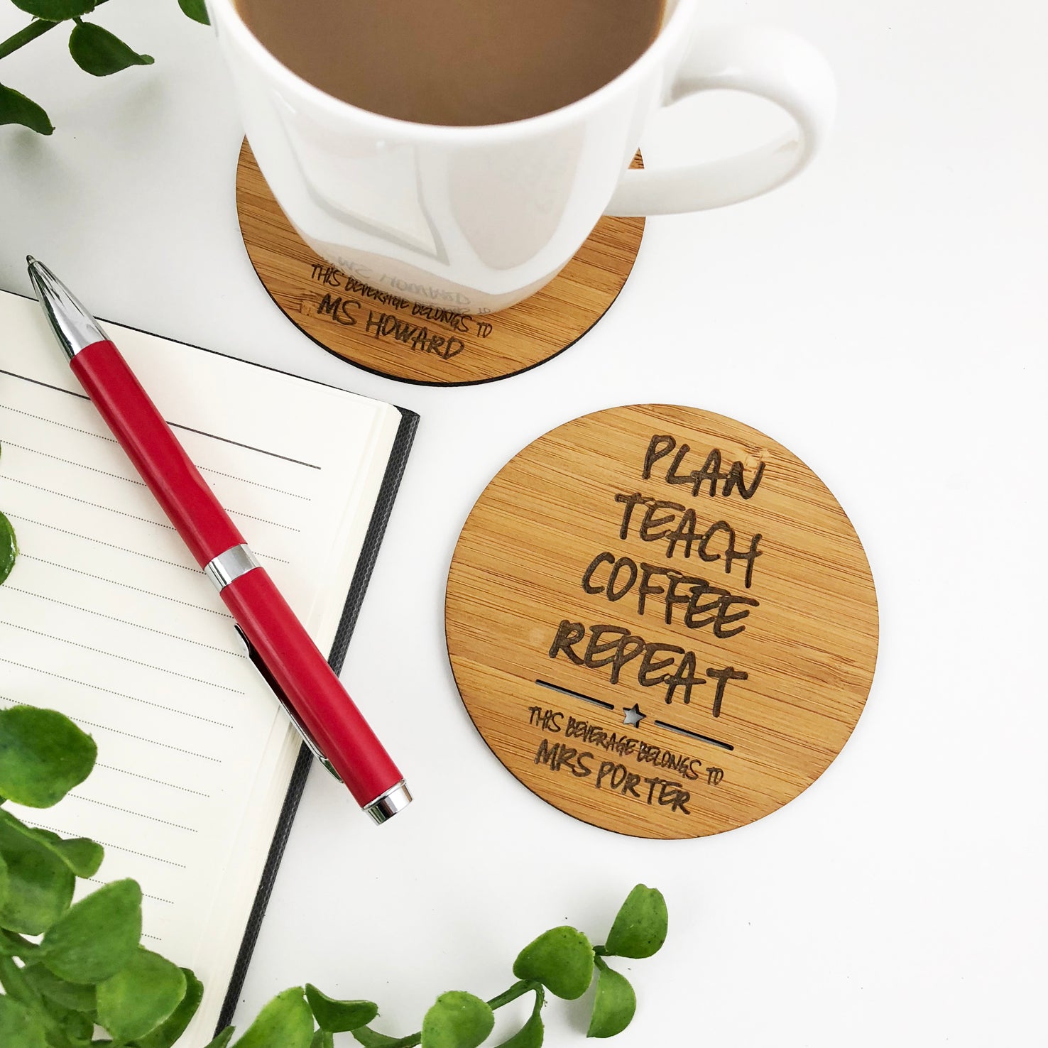 Personalised Plan Teach Repeat Coaster