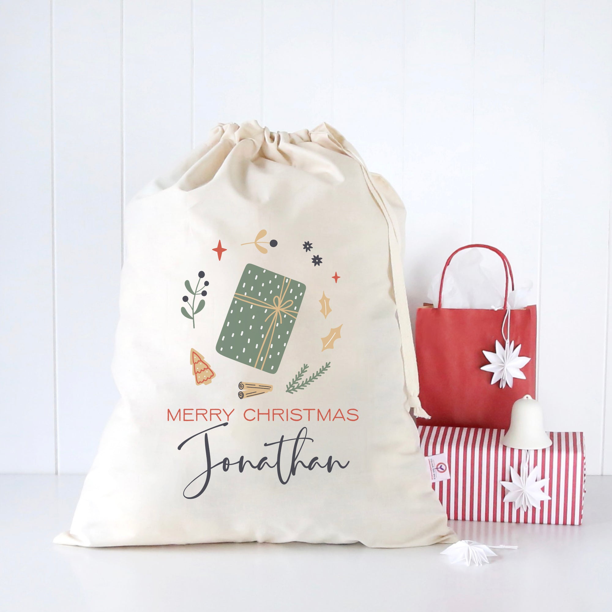 Present Wreath Santa Sack