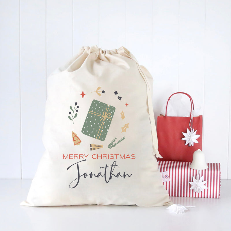 Present Wreath Santa Sack