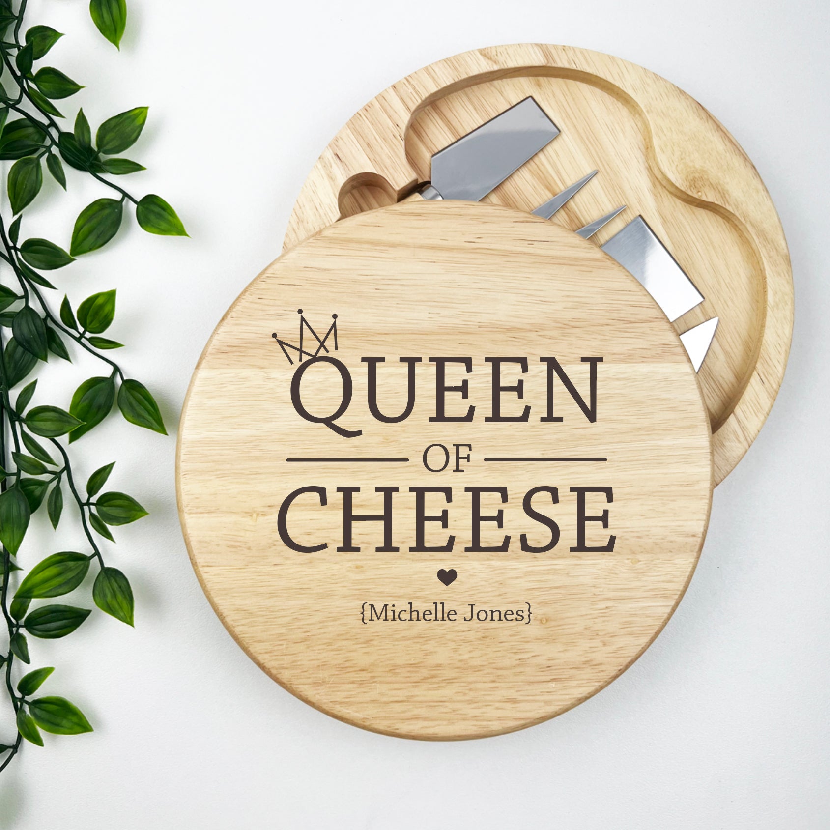 Queen Of Cheese Personalised Cheeseboard Set