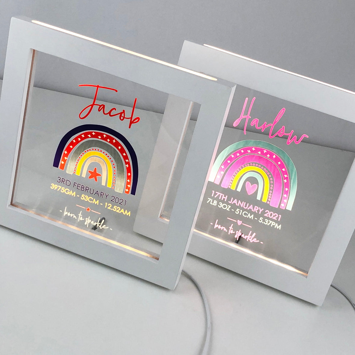 Rainbow Girls Personalised Light Frame