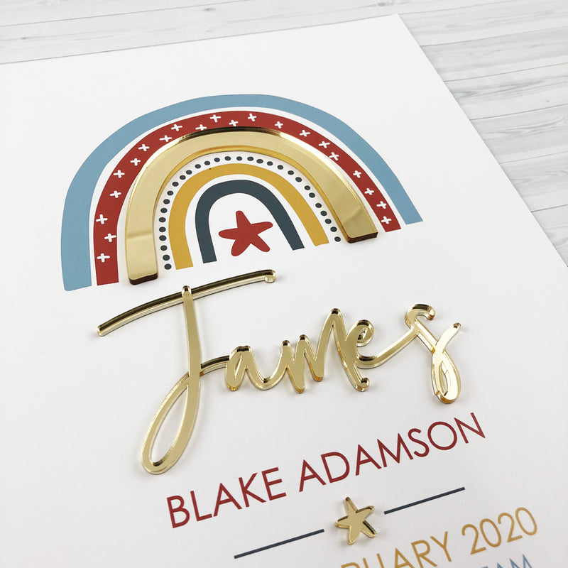 Mirror (Gold) Boys Rainbow Birth Print