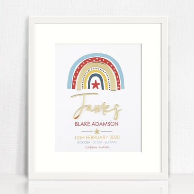 Mirror (Gold) Boys Rainbow Birth Print