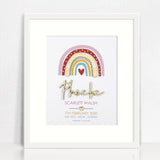 Bamboo (2 colour options) Girls Rainbow 3D Personalised Birth Print