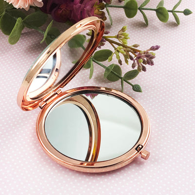 Personalised Flowers Compact Mirror (Rose Gold & Silver)