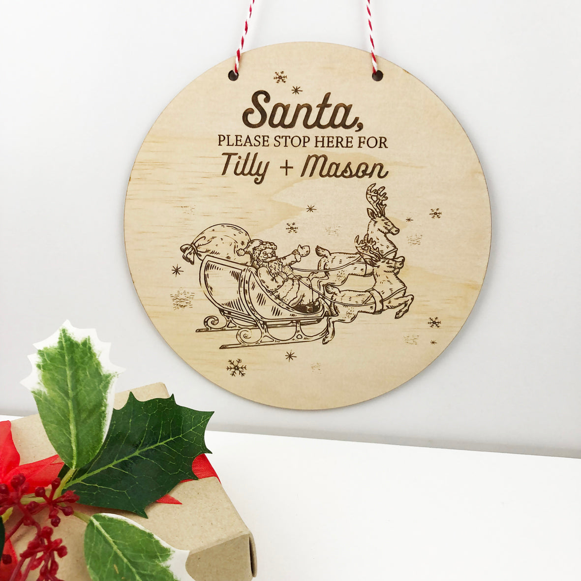Santa Please Stop Here Vintage Wall Plaque