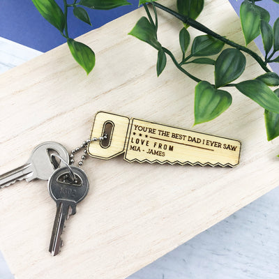 Saw Personalised Bamboo Keyring