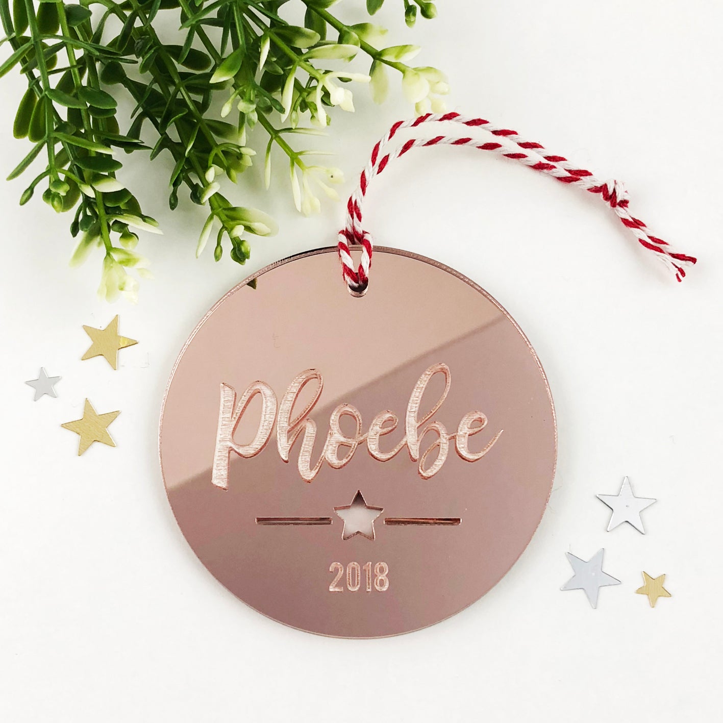 Christmas Script Name Acrylic Ornament (various colours)