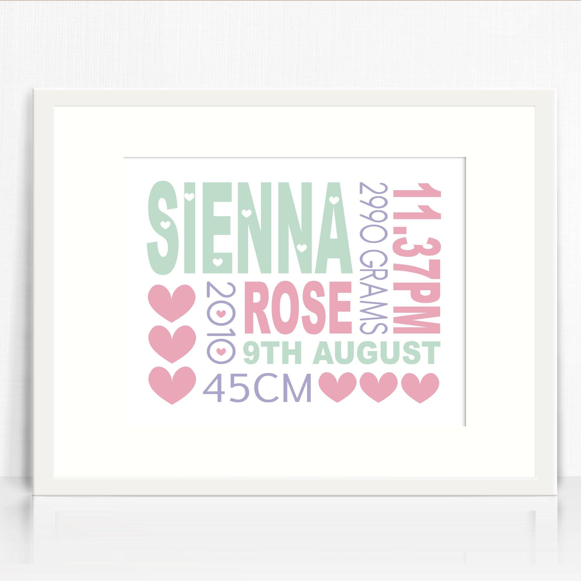 Sienna Text Birth Print