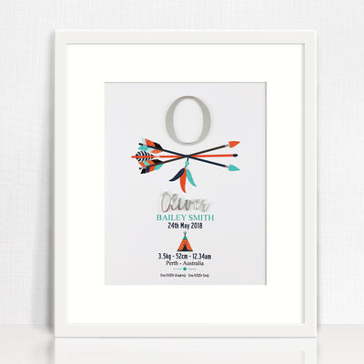 Mirror (Silver) Arrows Birth Print