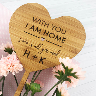 With You I Am Home Bamboo Planter Stick