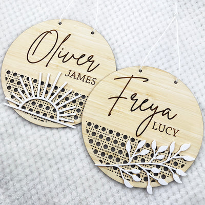Leaves Rattan Name Plaque