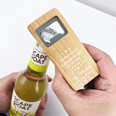 Surviving Fatherhood Personalised Wooden Bottle Opener