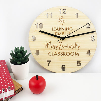 Teacher Flower Personalised Wall Clock
