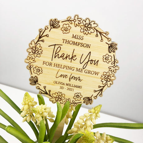 Floral Wreath Teacher Planter Stick