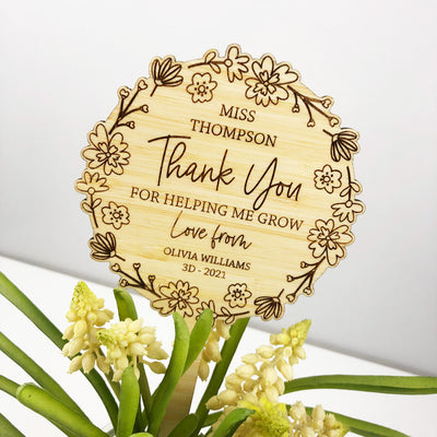 Floral Wreath Teacher Planter Stick