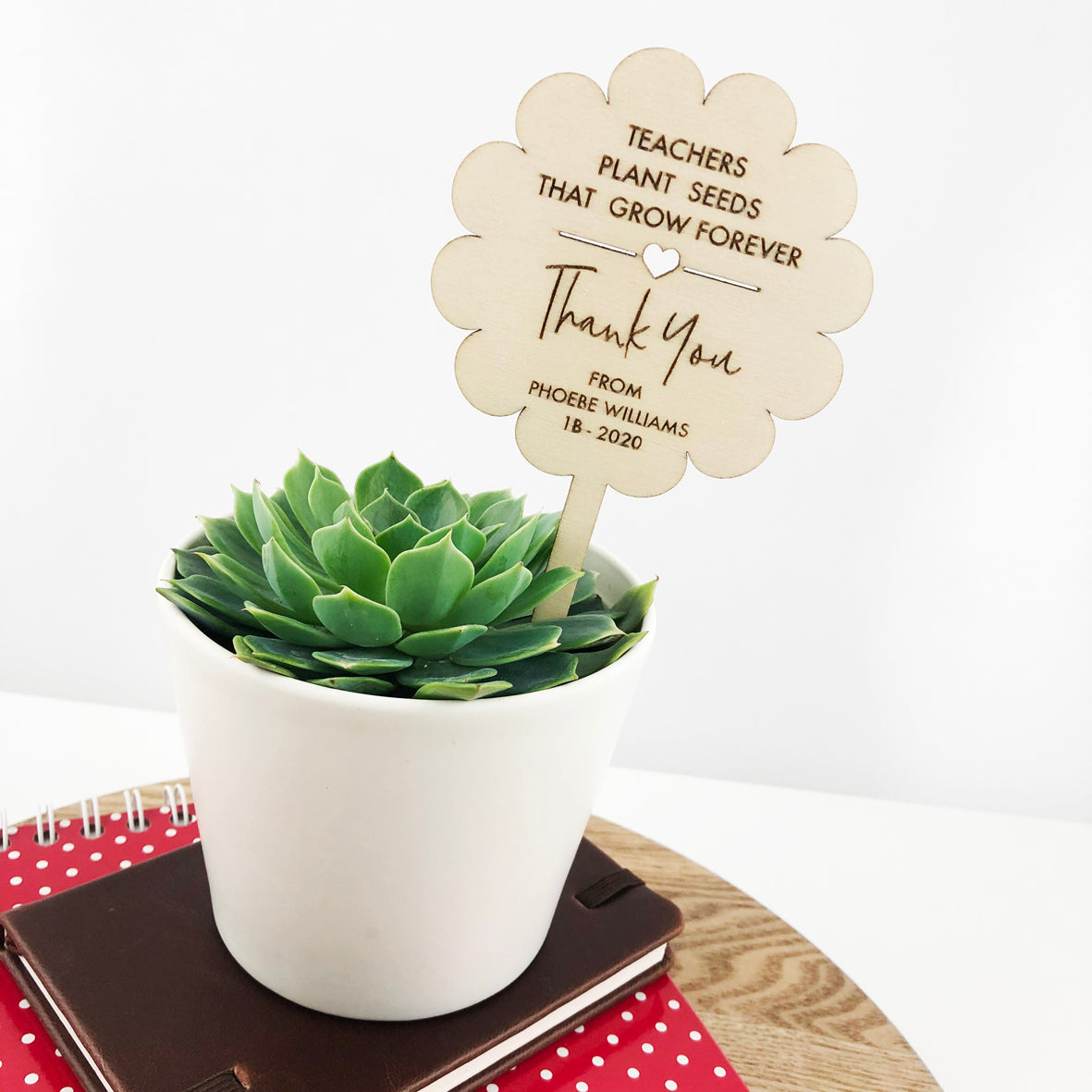 Personalised Teacher Flower Planter Stick - Wood