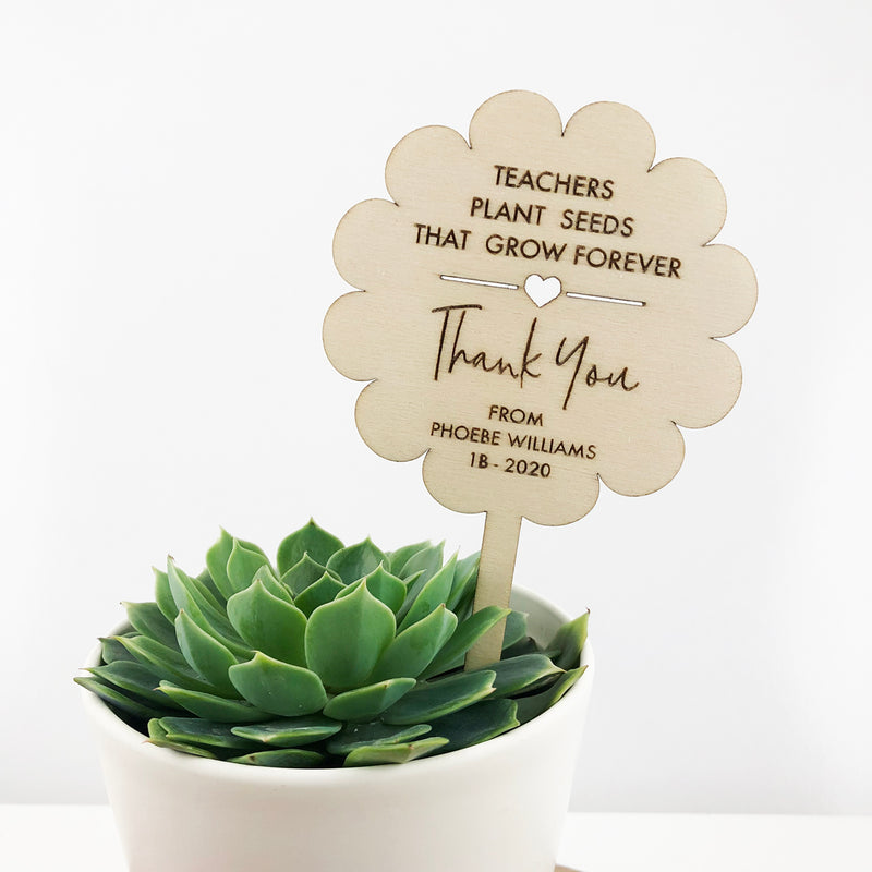 Personalised Teacher Flower Planter Stick - Wood