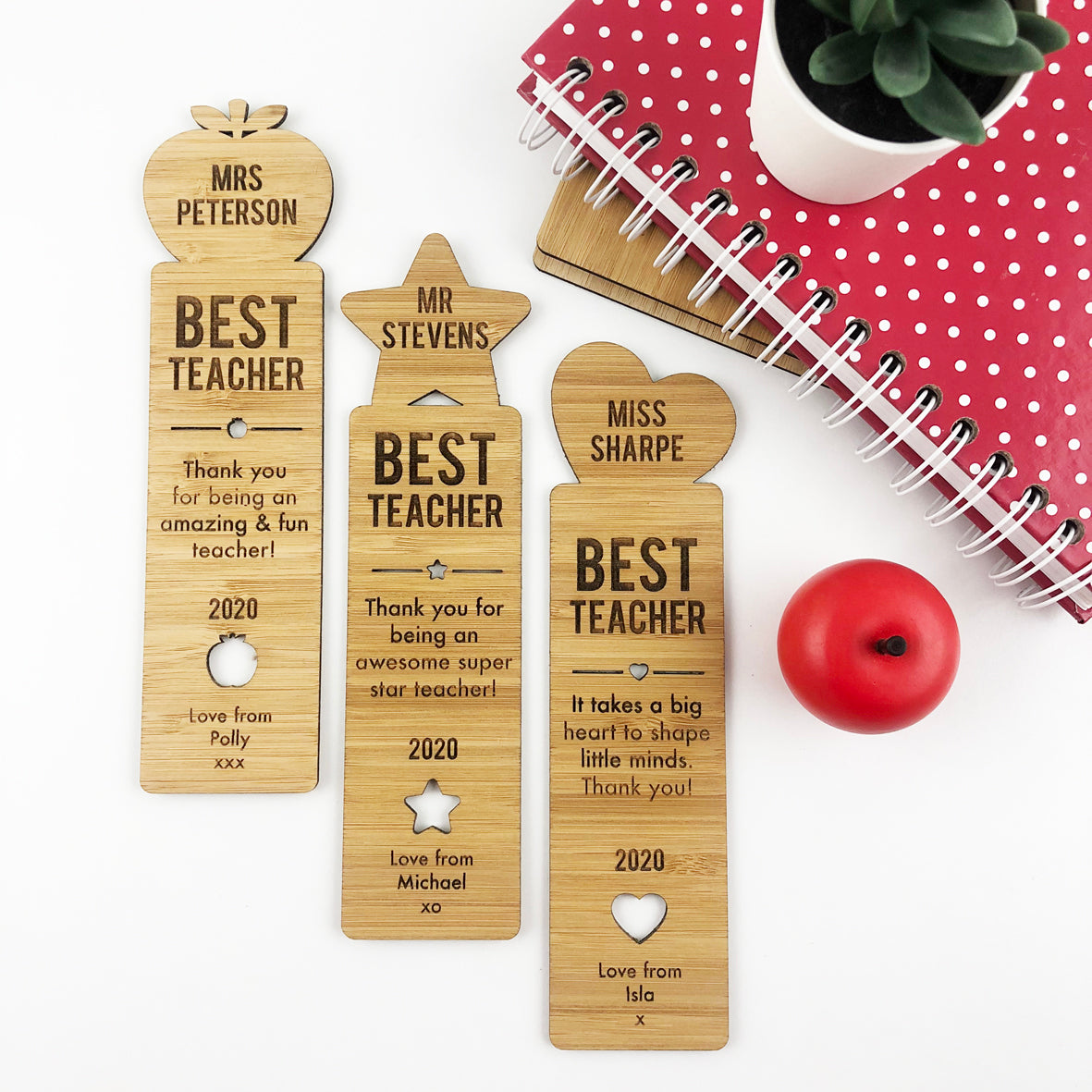 Best Teacher Bamboo Bookmark (3 designs available)