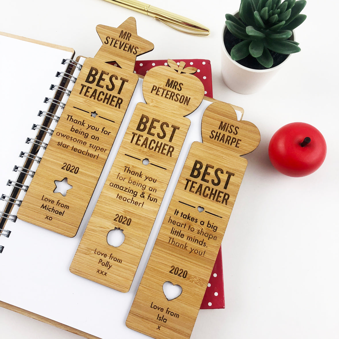 Best Teacher Bamboo Bookmark (3 designs available)