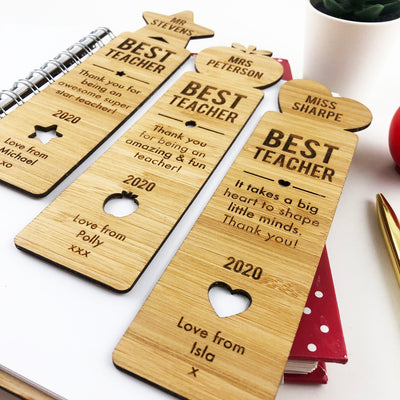 Best Teacher Bamboo Bookmark (3 designs available)