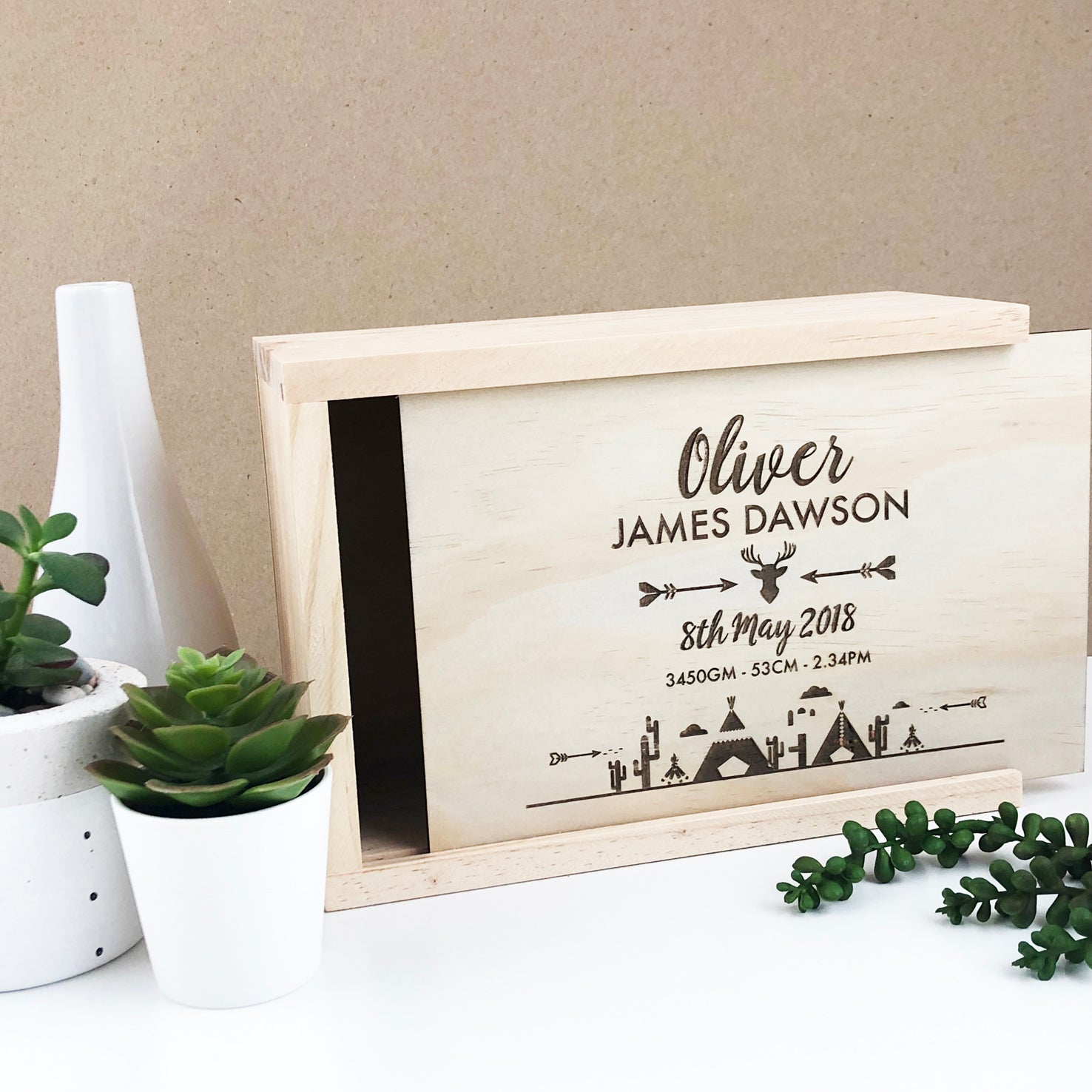 Tribal Birth Details Keepsake Box