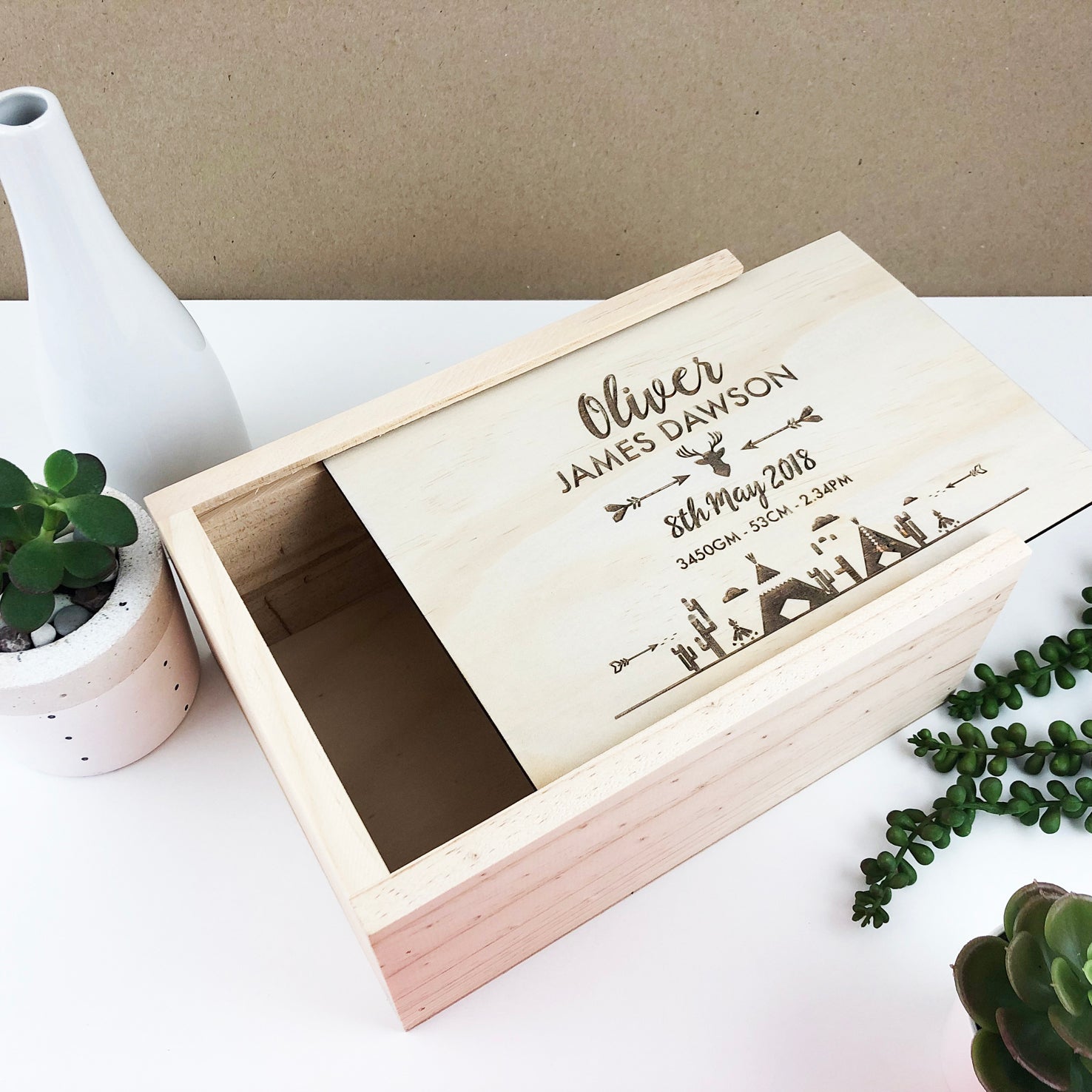 Tribal Birth Details Keepsake Box