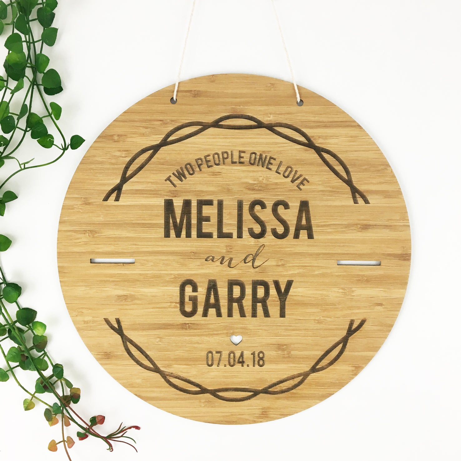 Two People One Love Personalised Wall Hanging