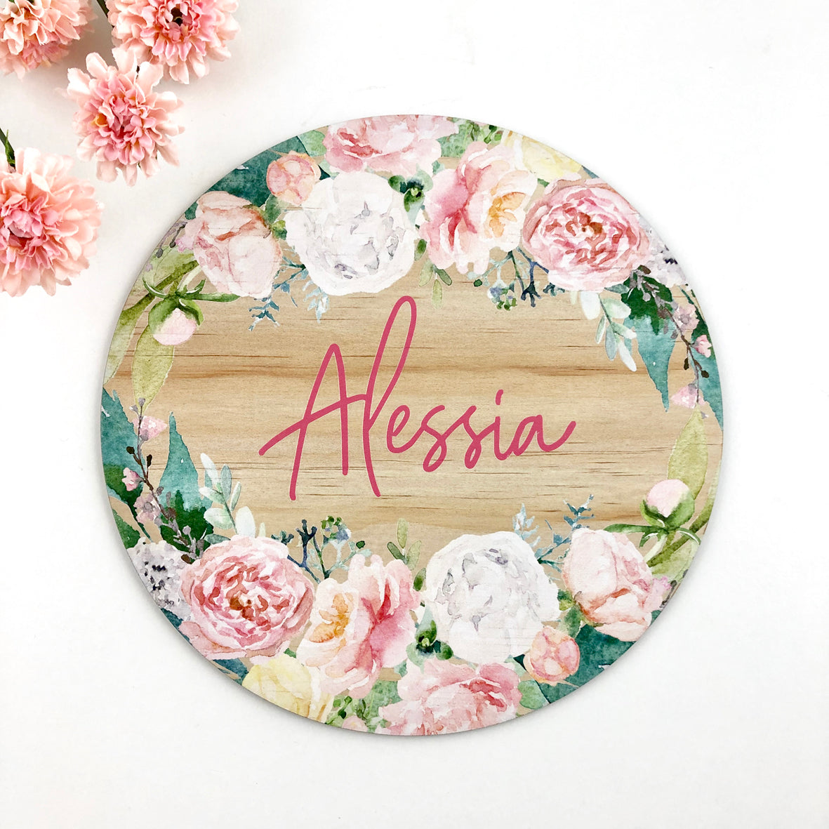 Watercolour Floral Name Plaque