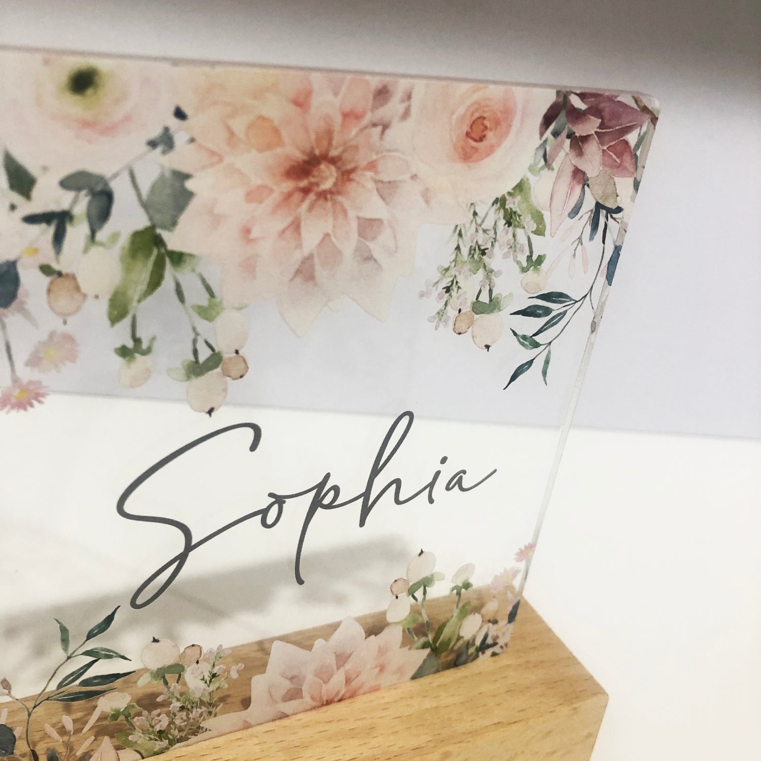 Vintage Flowers Personalised Night Light