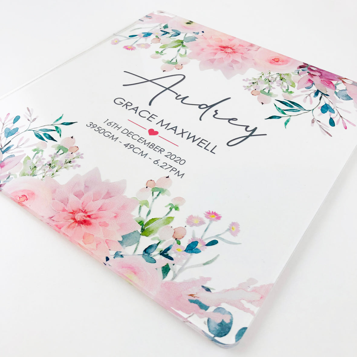 Vintage Flowers Personalised Light Frame